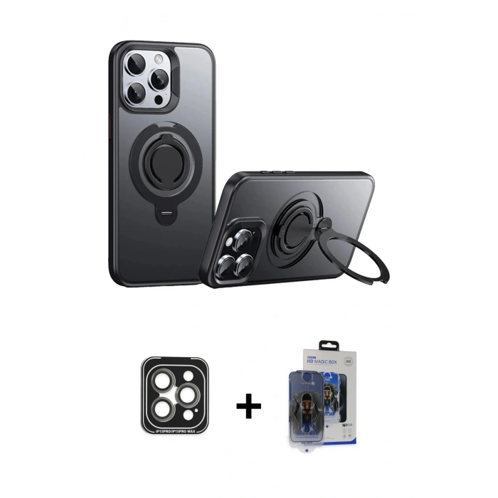 MARSİLYAN™- iPhone 15 Pro Max Kılıf Zirve Çizgi Prime - Siyah Vanessa Magic Cam + PVD Metal Kamera Lens - GI