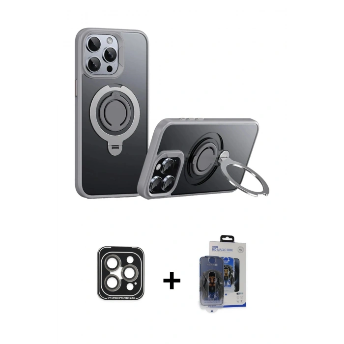 MARSİLYAN™- iPhone 15 Pro Max Kılıf Zirve Çizgi Prime - Siyah Vanessa Magic Cam + PVD Metal Kamera Lens - GI