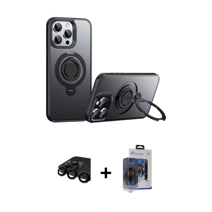 MARSİLYAN™- iPhone 15 Pro Max Kılıf Zirve Çizgi Prime - Siyah Vanessa Magic Cam + Raze Metal Kamera Lens - SH