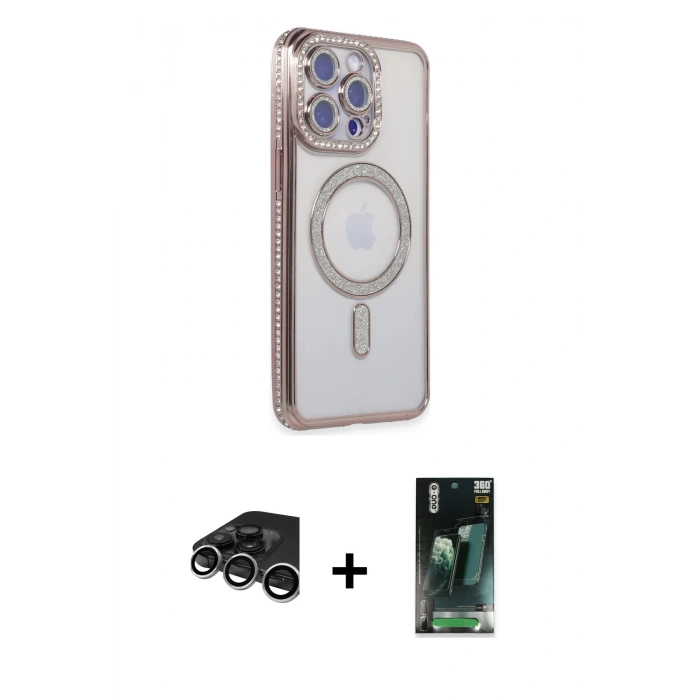 MARSİLYAN™- iPhone 15 Pro Max Kılıf Zirve Doku Prime - Siyah 360 Mat Full Body Arka Koruyucu + Raze Metal Kamera Lens - GS