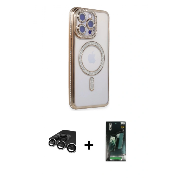 MARSİLYAN™- iPhone 15 Pro Max Kılıf Zirve Doku Prime - Siyah 360 Mat Full Body Arka Koruyucu + Raze Metal Kamera Lens - GS