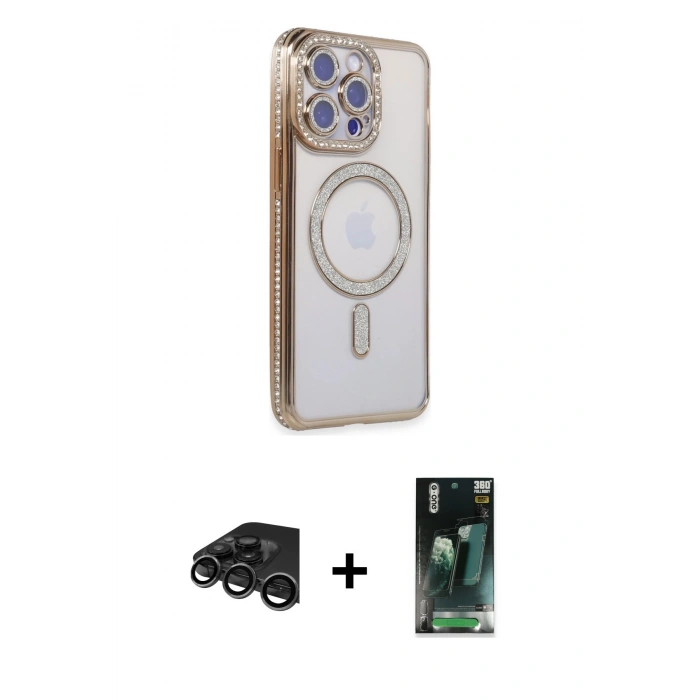 MARSİLYAN™- iPhone 15 Pro Max Kılıf Zirve Doku Prime - Siyah 360 Mat Full Body Arka Koruyucu + Titanyum Gri Raze Metal Kamera Lens