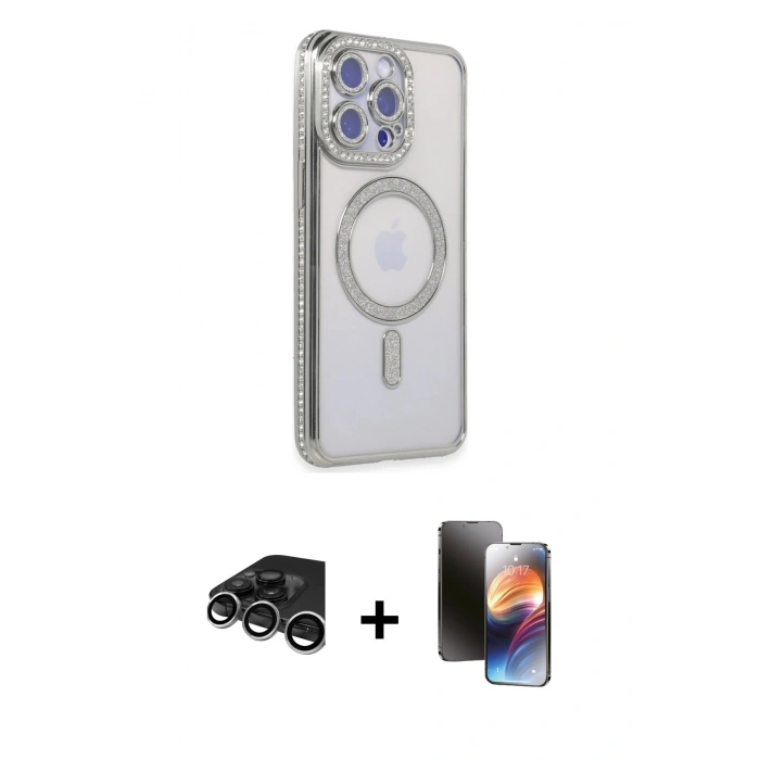 MARSİLYAN™- iPhone 15 Pro Max Kılıf Zirve Doku Prime - Siyah 3D Antistatik Mat Seramik Nano Ekran Koruyucu + Raze Metal Kamera Lens - GS