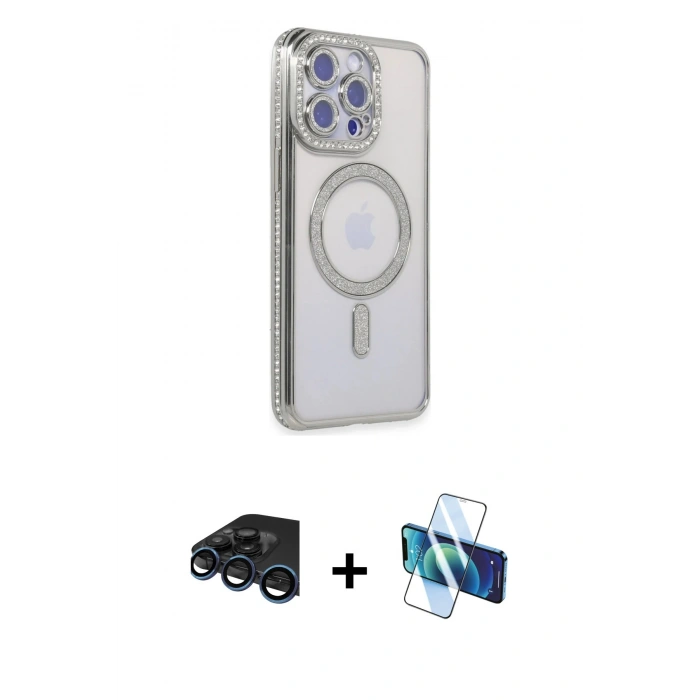 MARSİLYAN™- iPhone 15 Pro Max Kılıf Zirve Doku Prime - Siyah 3D Antistatik Seramik Nano Ekran Koruyucu + Raze Metal Kamera Lens - LT