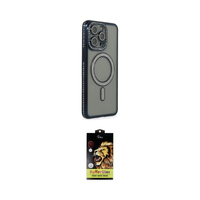 MARSİLYAN™- iPhone 15 Pro Max Kılıf Zirve Doku Prime - Siyah Buffer Cam Ekran Koruyucu