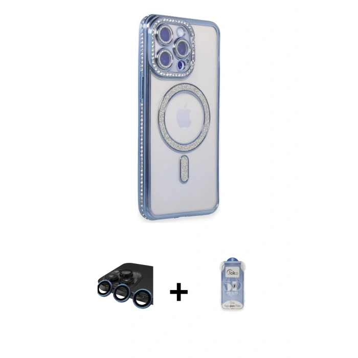 MARSİLYAN™- iPhone 15 Pro Max Kılıf Zirve Doku Prime - Siyah Joko Magic 5D Cam + Raze Metal Kamera Lens - LT