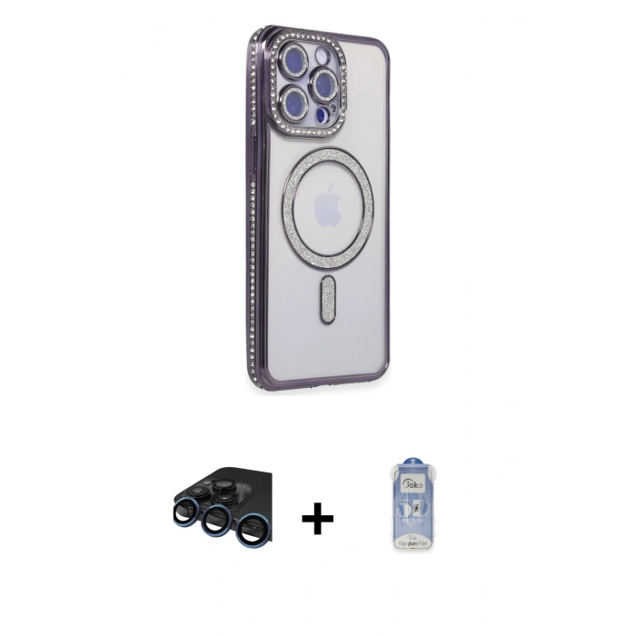 MARSİLYAN™- iPhone 15 Pro Max Kılıf Zirve Doku Prime - Siyah Joko Magic 5D Cam + Raze Metal Kamera Lens - LT