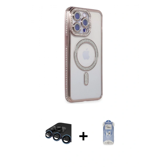 MARSİLYAN™- iPhone 15 Pro Max Kılıf Zirve Doku Prime - Siyah Joko Magic 5D Cam + Raze Metal Kamera Lens - LT