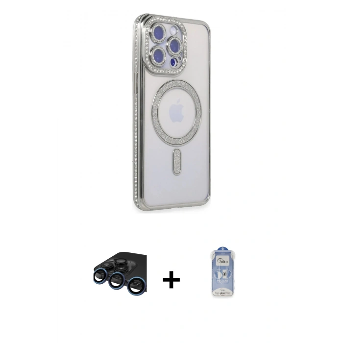 MARSİLYAN™- iPhone 15 Pro Max Kılıf Zirve Doku Prime - Siyah Joko Magic 5D Cam + Raze Metal Kamera Lens - LT