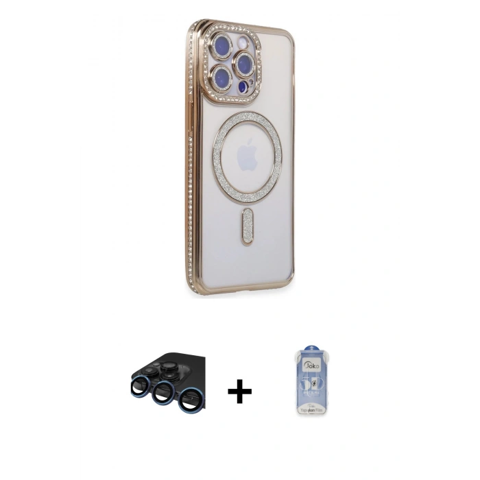 MARSİLYAN™- iPhone 15 Pro Max Kılıf Zirve Doku Prime - Siyah Joko Magic 5D Cam + Raze Metal Kamera Lens - LT