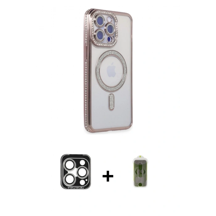 MARSİLYAN™- iPhone 15 Pro Max Kılıf Zirve Doku Prime - Siyah Joko Magic 5D Hayalet Cam + PVD Metal Kamera Lens - GS