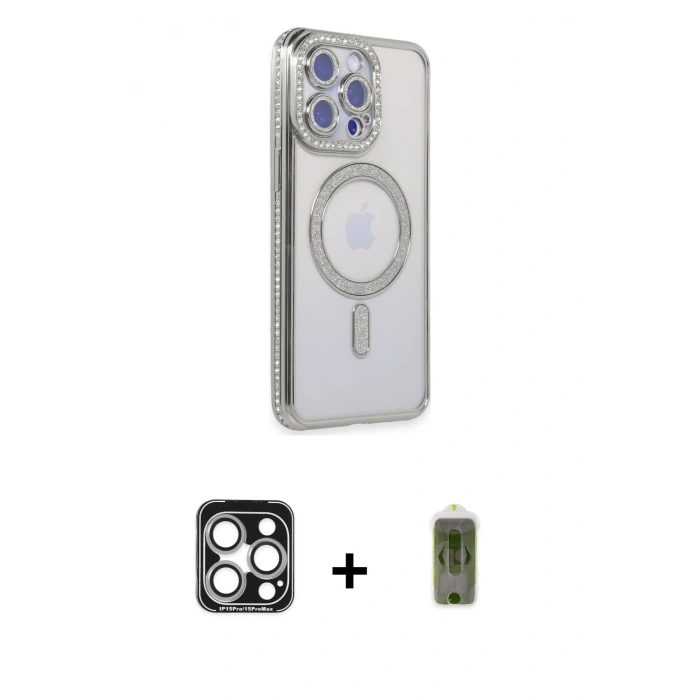 MARSİLYAN™- iPhone 15 Pro Max Kılıf Zirve Doku Prime - Siyah Joko Magic 5D Hayalet Cam + PVD Metal Kamera Lens - GS