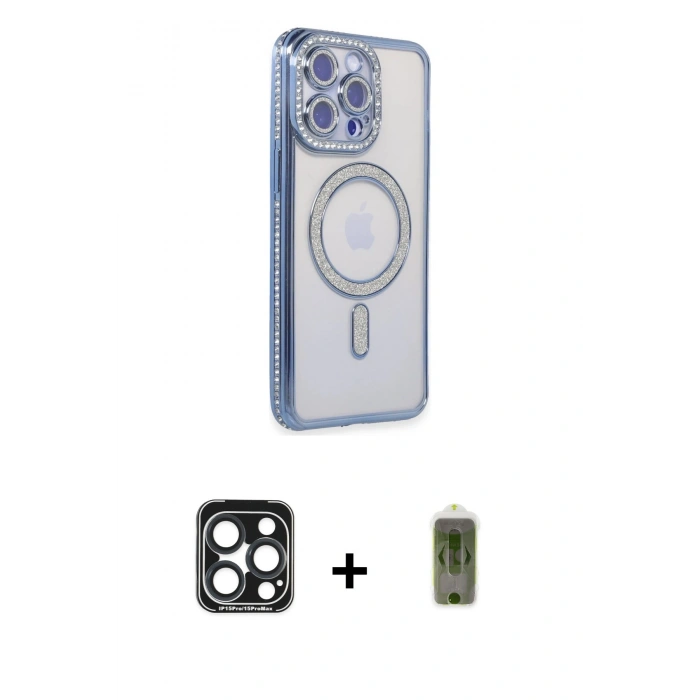 MARSİLYAN™- iPhone 15 Pro Max Kılıf Zirve Doku Prime - Siyah Joko Magic 5D Hayalet Cam + PVD Metal Kamera Lens - LT