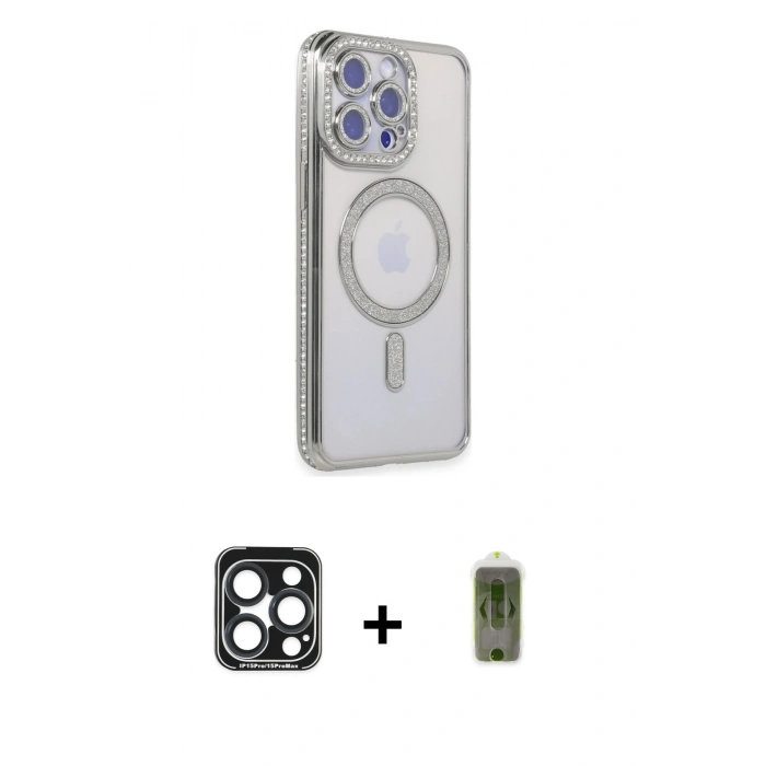 MARSİLYAN™- iPhone 15 Pro Max Kılıf Zirve Doku Prime - Siyah Joko Magic 5D Hayalet Cam + PVD Metal Kamera Lens - LT