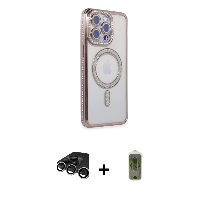 MARSİLYAN™- iPhone 15 Pro Max Kılıf Zirve Doku Prime - Siyah Joko Magic 5D Hayalet Cam + Raze Metal Kamera Lens - GS