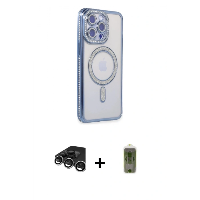 MARSİLYAN™- iPhone 15 Pro Max Kılıf Zirve Doku Prime - Siyah Joko Magic 5D Hayalet Cam + Raze Metal Kamera Lens - GS