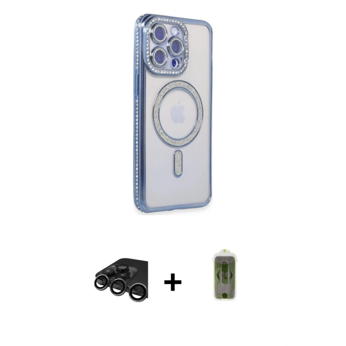 MARSİLYAN™- iPhone 15 Pro Max Kılıf Zirve Doku Prime - Siyah Joko Magic 5D Hayalet Cam + Raze Metal Kamera Lens - TMGI