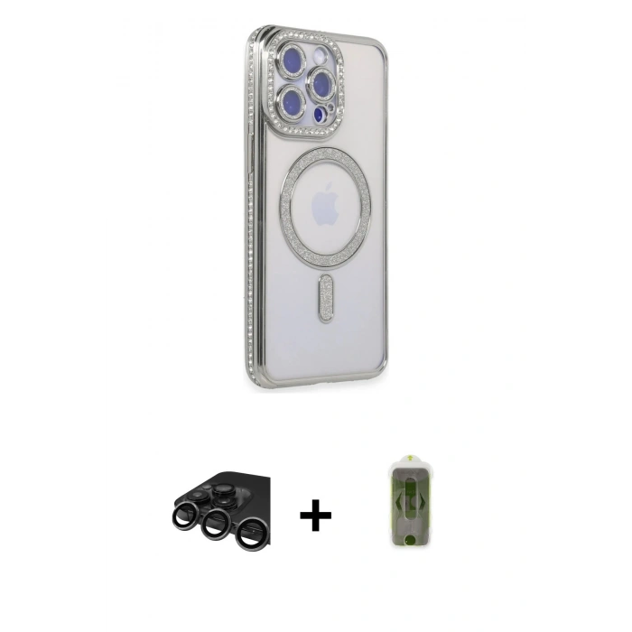 MARSİLYAN™- iPhone 15 Pro Max Kılıf Zirve Doku Prime - Siyah Joko Magic 5D Hayalet Cam + Raze Metal Kamera Lens - TMGI