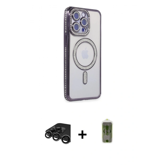 MARSİLYAN™- iPhone 15 Pro Max Kılıf Zirve Doku Prime - Siyah Joko Magic 5D Hayalet Cam + Raze Metal Kamera Lens - TMGI