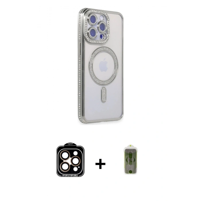 MARSİLYAN™- iPhone 15 Pro Max Kılıf Zirve Doku Prime - Siyah Joko Magic 5D Hayalet Cam + PVD Metal Kamera Lens - TU