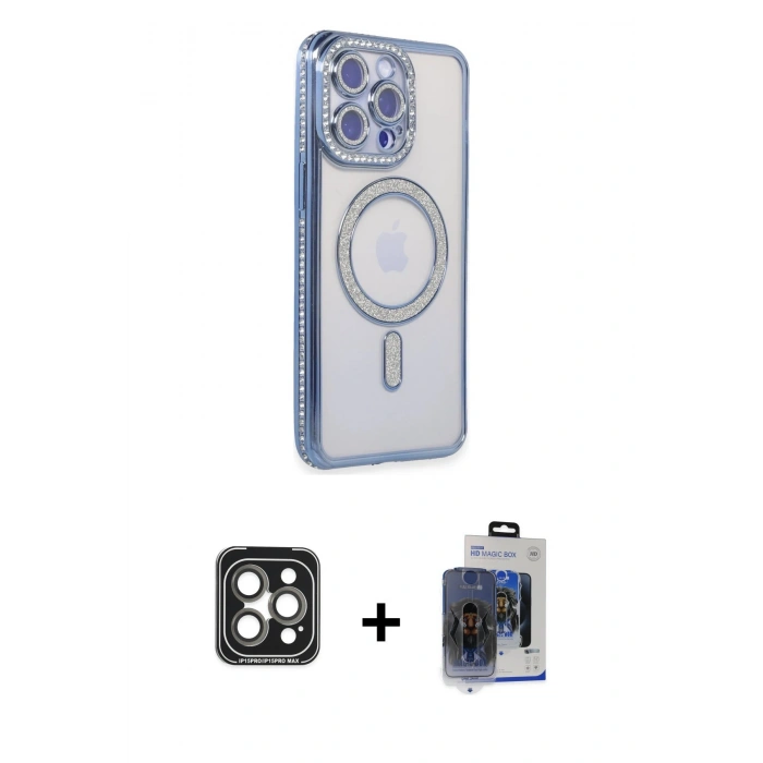 MARSİLYAN™- iPhone 15 Pro Max Kılıf Zirve Doku Prime - Siyah Vanessa Magic Cam + PVD Metal Kamera Lens - GI