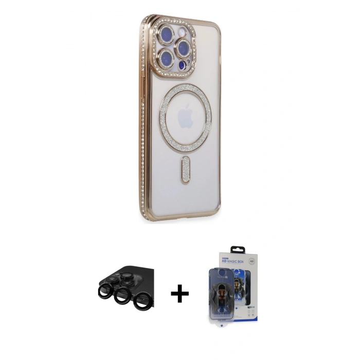 MARSİLYAN™- iPhone 15 Pro Max Kılıf Zirve Doku Prime - Siyah Vanessa Magic Cam + Raze Metal Kamera Lens - SH