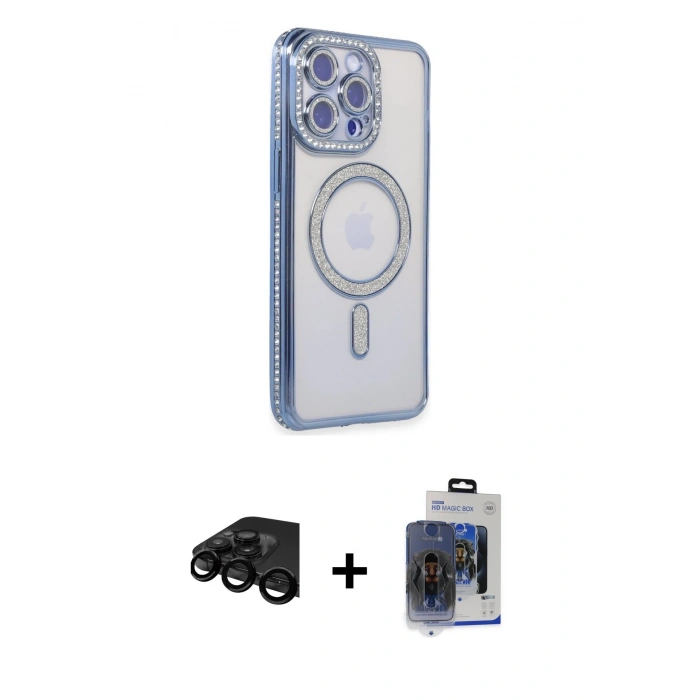 MARSİLYAN™- iPhone 15 Pro Max Kılıf Zirve Doku Prime - Siyah Vanessa Magic Cam + Raze Metal Kamera Lens - SH
