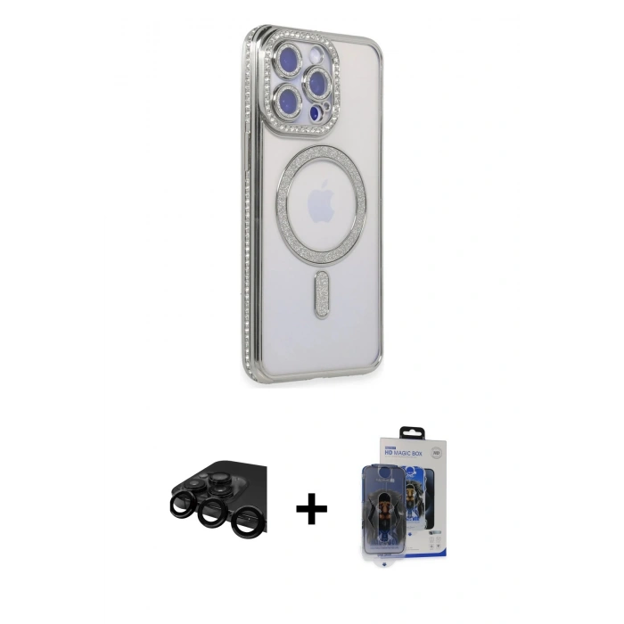 MARSİLYAN™- iPhone 15 Pro Max Kılıf Zirve Doku Prime - Siyah Vanessa Magic Cam + Raze Metal Kamera Lens - SH