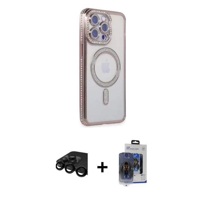 MARSİLYAN™- iPhone 15 Pro Max Kılıf Zirve Doku Prime - Siyah Vanessa Magic Cam + Raze Metal Kamera Lens - SH