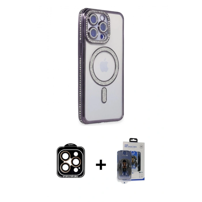 MARSİLYAN™- iPhone 15 Pro Max Kılıf Zirve Doku Prime - Siyah Vanessa Magic Cam + PVD Metal Kamera Lens - TU
