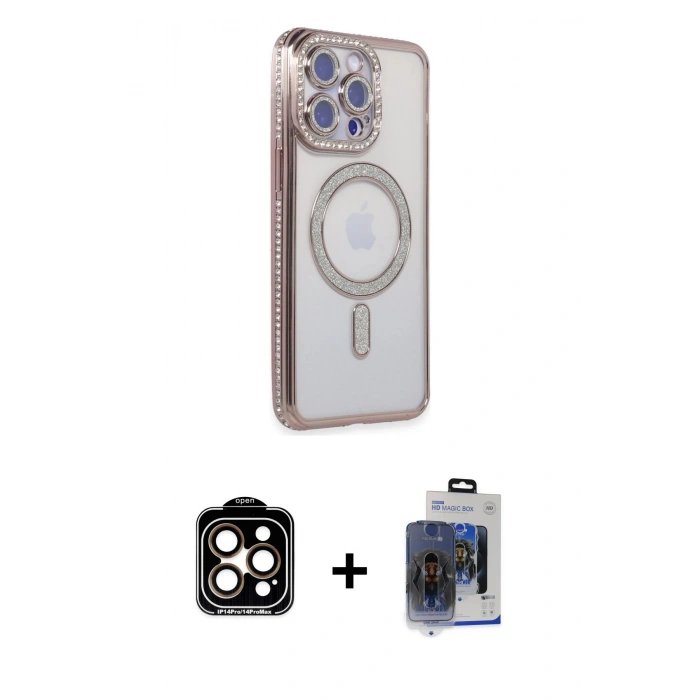 MARSİLYAN™- iPhone 15 Pro Max Kılıf Zirve Doku Prime - Siyah Vanessa Magic Cam + PVD Metal Kamera Lens - TU