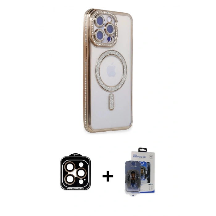 MARSİLYAN™- iPhone 15 Pro Max Kılıf Zirve Doku Prime - Siyah Vanessa Magic Cam + PVD Metal Kamera Lens - TU