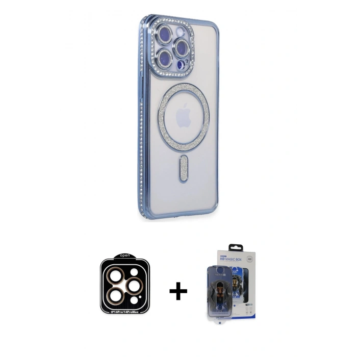MARSİLYAN™- iPhone 15 Pro Max Kılıf Zirve Doku Prime - Siyah Vanessa Magic Cam + PVD Metal Kamera Lens - TU