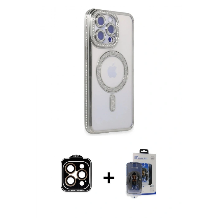MARSİLYAN™- iPhone 15 Pro Max Kılıf Zirve Doku Prime - Siyah Vanessa Magic Cam + PVD Metal Kamera Lens - TU