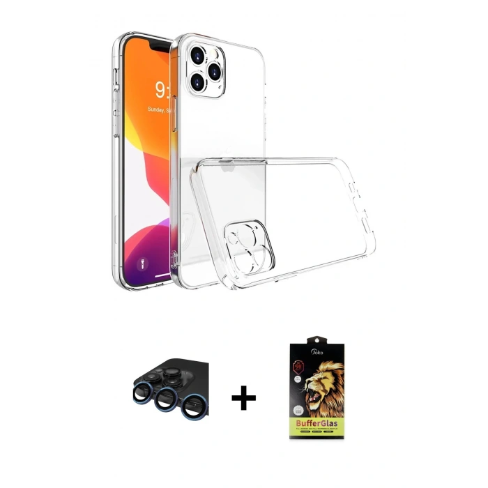 MARSİLYAN™- iPhone 15 Pro Max Kılıf Zirve Doku - Siyah Buffer Cam Ekran Koruyucu + Raze Metal Kamera Lens - LT
