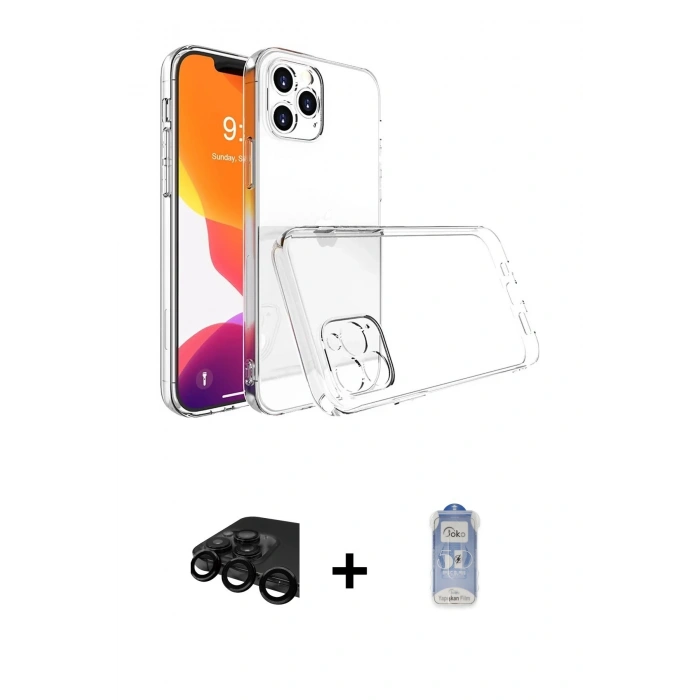 MARSİLYAN™- iPhone 15 Pro Max Kılıf Zirve Doku - Siyah Joko Magic 5D Cam + Raze Metal Kamera Lens - SH