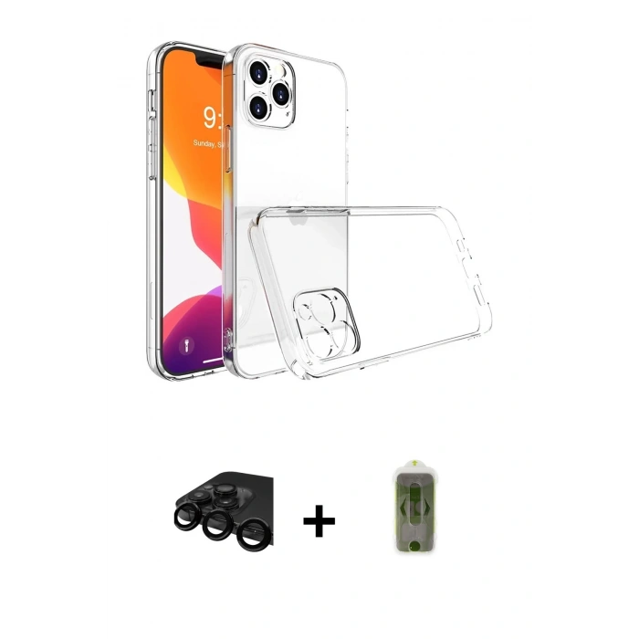 MARSİLYAN™- iPhone 15 Pro Max Kılıf Zirve Doku - Siyah Joko Magic 5D Hayalet Cam + Raze Metal Kamera Lens - SH
