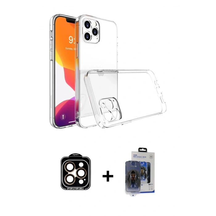 MARSİLYAN™- iPhone 15 Pro Max Kılıf Zirve Doku - Siyah Vanessa Magic Cam + PVD Metal Kamera Lens - TU