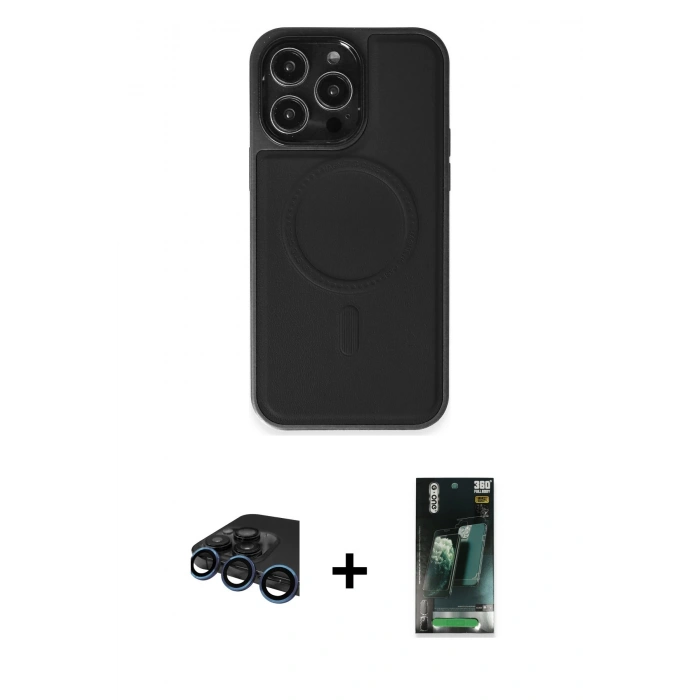 MARSİLYAN™- iPhone 15 Pro Max Kılıf Zirve Işık Serisi - Şeffaf 360 Full Body Arka Koruyucu + Raze Metal Kamera Lens - LT
