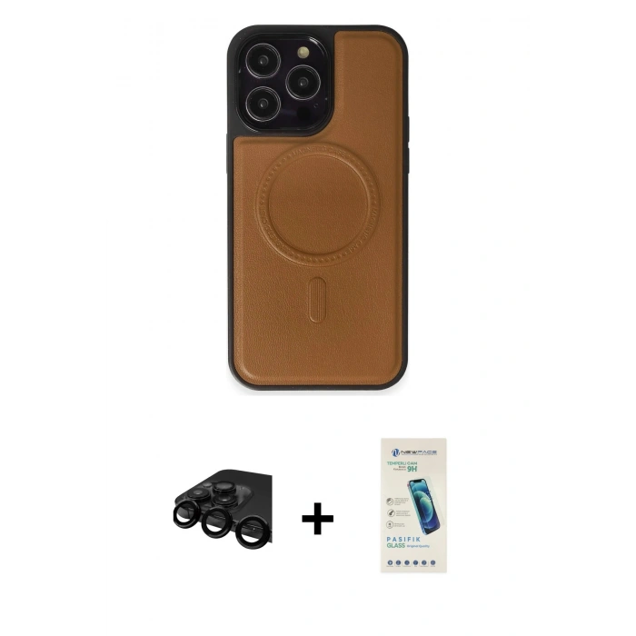 MARSİLYAN™- iPhone 15 Pro Max Kılıf Zirve Işık Serisi - Şeffaf Pasifik Cam Ekran Koruyucu + Raze Metal Kamera Lens - SH