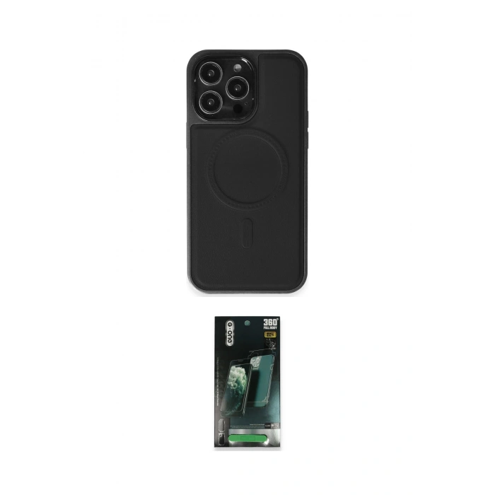 MARSİLYAN™- iPhone 15 Pro Max Kılıf Zirve Işık Serisi - Siyah 360 Mat Full Body Arka Koruyucu
