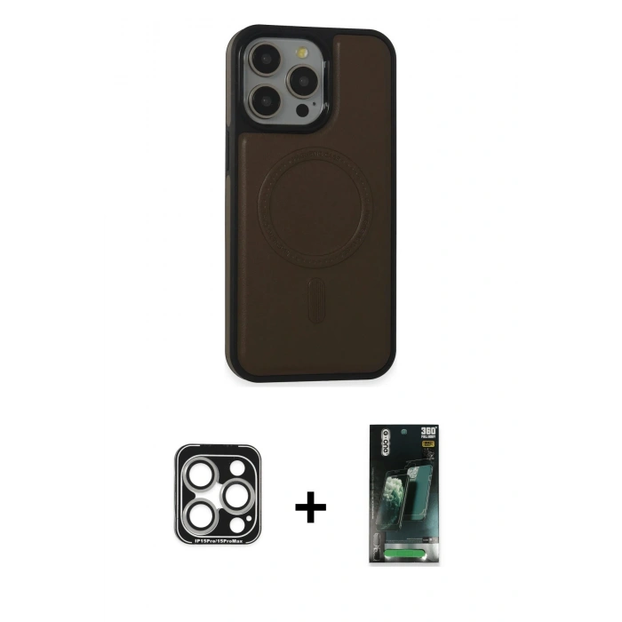 MARSİLYAN™- iPhone 15 Pro Max Kılıf Zirve Işık Serisi - Siyah 360 Mat Full Body Arka Koruyucu + PVD Metal Kamera Lens - GS