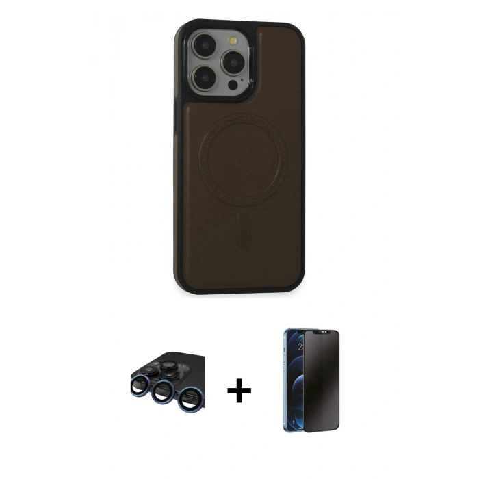 MARSİLYAN™- iPhone 15 Pro Max Kılıf Zirve Işık Serisi - Siyah 3D Antistatik Hayalet Cam Ekran Koruyucu + Raze Metal Kamera Lens - LT