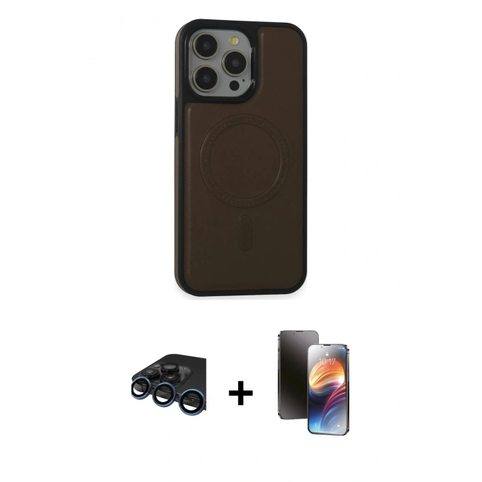 MARSİLYAN™- iPhone 15 Pro Max Kılıf Zirve Işık Serisi - Siyah 3D Antistatik Mat Seramik Nano Ekran Koruyucu + Raze Metal Kamera Lens - LT