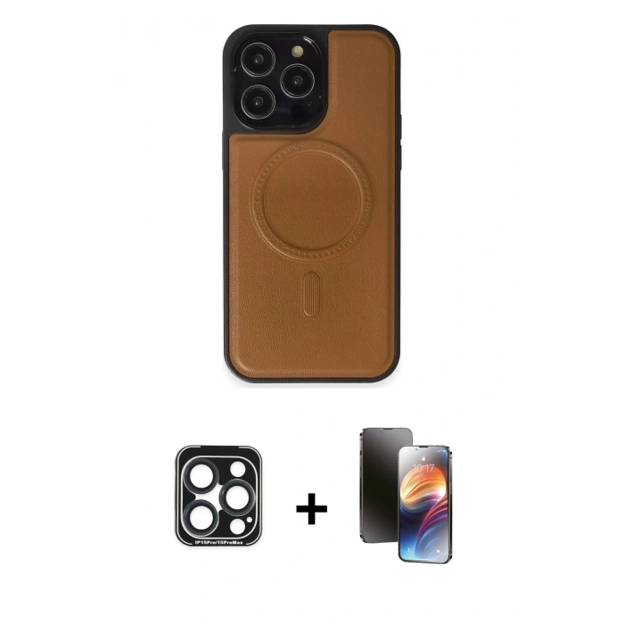 MARSİLYAN™- iPhone 15 Pro Max Kılıf Zirve Işık Serisi - Siyah 3D Antistatik Mat Seramik Nano Ekran Koruyucu + Lacivert PVD Metal Kamera Lens