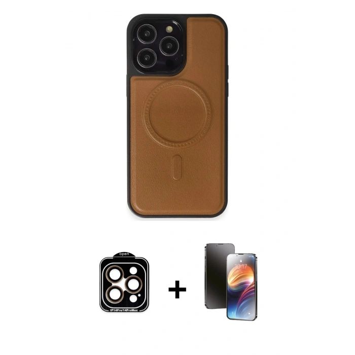 MARSİLYAN™- iPhone 15 Pro Max Kılıf Zirve Işık Serisi - Siyah 3D Antistatik Mat Seramik Nano Ekran Koruyucu + PVD Metal Kamera Lens - TU
