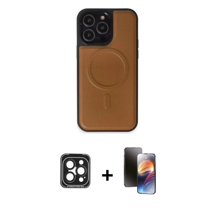 MARSİLYAN™- iPhone 15 Pro Max Kılıf Zirve Işık Serisi - Siyah 3D Antistatik Mat Seramik Nano Ekran Koruyucu + Siyah PVD Metal Kamera Lens