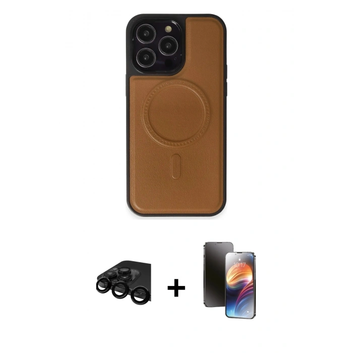 MARSİLYAN™- iPhone 15 Pro Max Kılıf Zirve Işık Serisi - Siyah 3D Antistatik Mat Seramik Nano Ekran Koruyucu + Siyah Raze Metal Kamera Lens