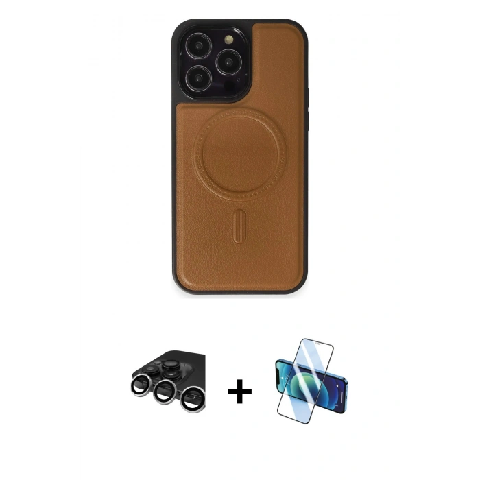 MARSİLYAN™- iPhone 15 Pro Max Kılıf Zirve Işık Serisi - Siyah 3D Antistatik Seramik Nano Ekran Koruyucu + Raze Metal Kamera Lens - GS