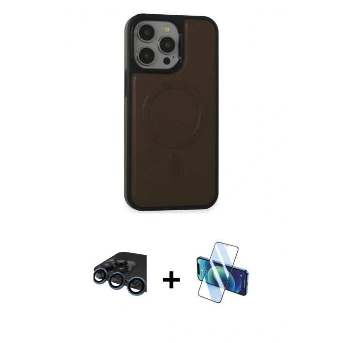 MARSİLYAN™- iPhone 15 Pro Max Kılıf Zirve Işık Serisi - Siyah 3D Antistatik Seramik Nano Ekran Koruyucu + Raze Metal Kamera Lens - LT